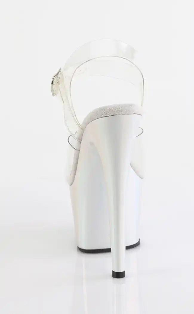 ADORE-708LQ Clear Liquid Silver Hologram Heels-Pleaser-Tragic Beautiful