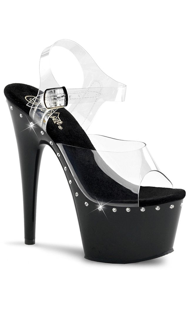 ADORE-708LS Clr/Blk Heels-Pleaser-Tragic Beautiful