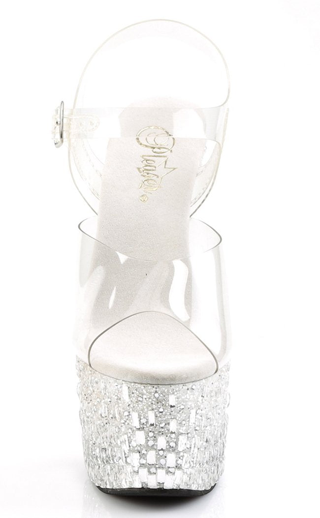 ADORE-708MR-5 Clear Silver Heels-Pleaser-Tragic Beautiful