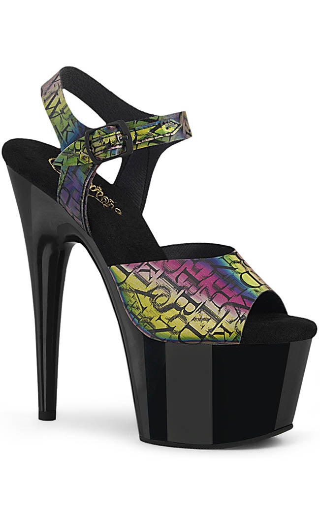 ADORE-708N-LTP Green-Purple/Black Heels-Pleaser-Tragic Beautiful
