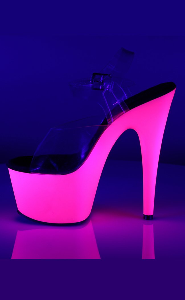 ADORE-708UV Clr/Neon Pink Heels-Pleaser-Tragic Beautiful