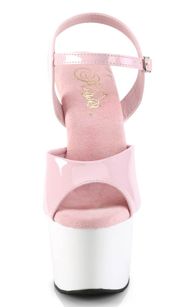 ADORE-709 Baby Pink/White Heels-Pleaser-Tragic Beautiful