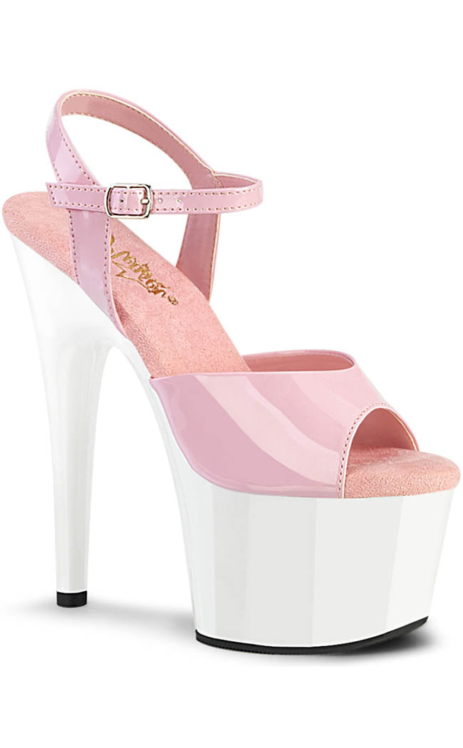 ADORE-709 Baby Pink/White Heels-Pleaser-Tragic Beautiful