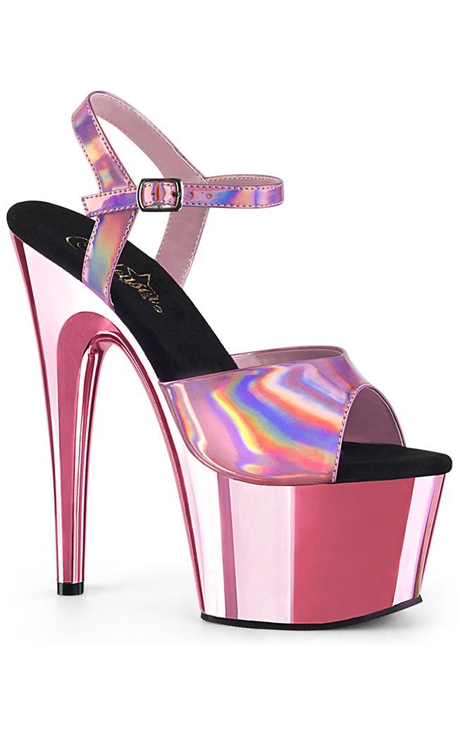 ADORE-709HGCH Baby Pink Hologram / Baby Pink Chrome Heels-Pleaser-Tragic Beautiful