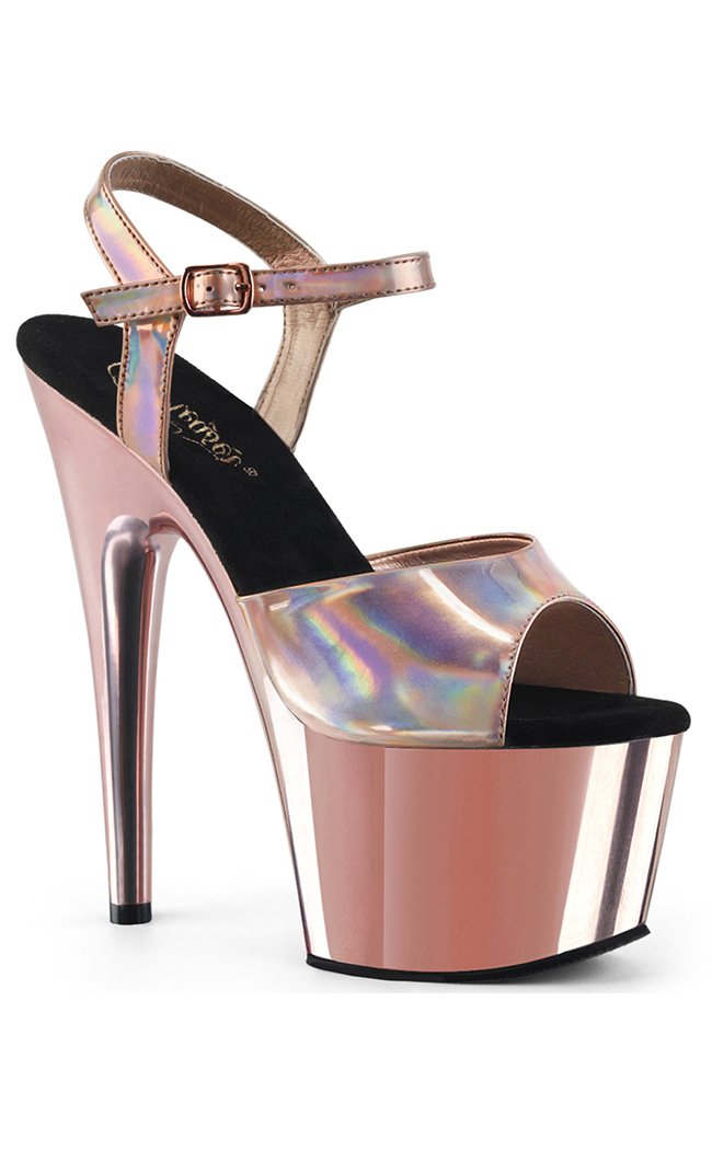 ADORE-709HGCH Rose GoldHologram / Rose Gold Chrome Heels-Pleaser-Tragic Beautiful