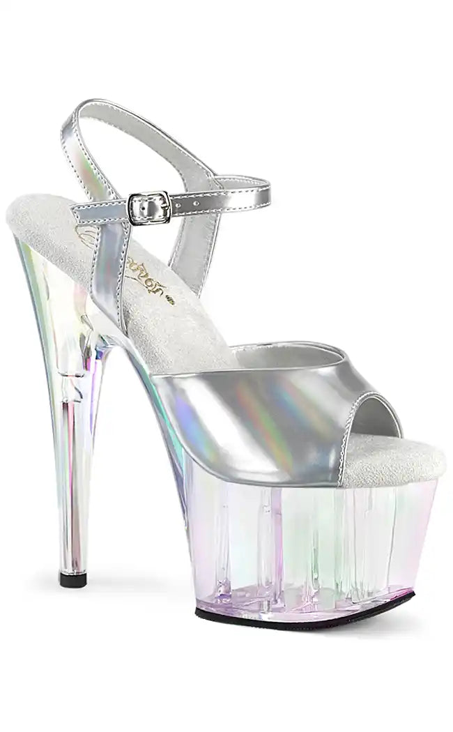 ADORE-709HT Silver Holographic Tinted Heels-Pleaser-Tragic Beautiful