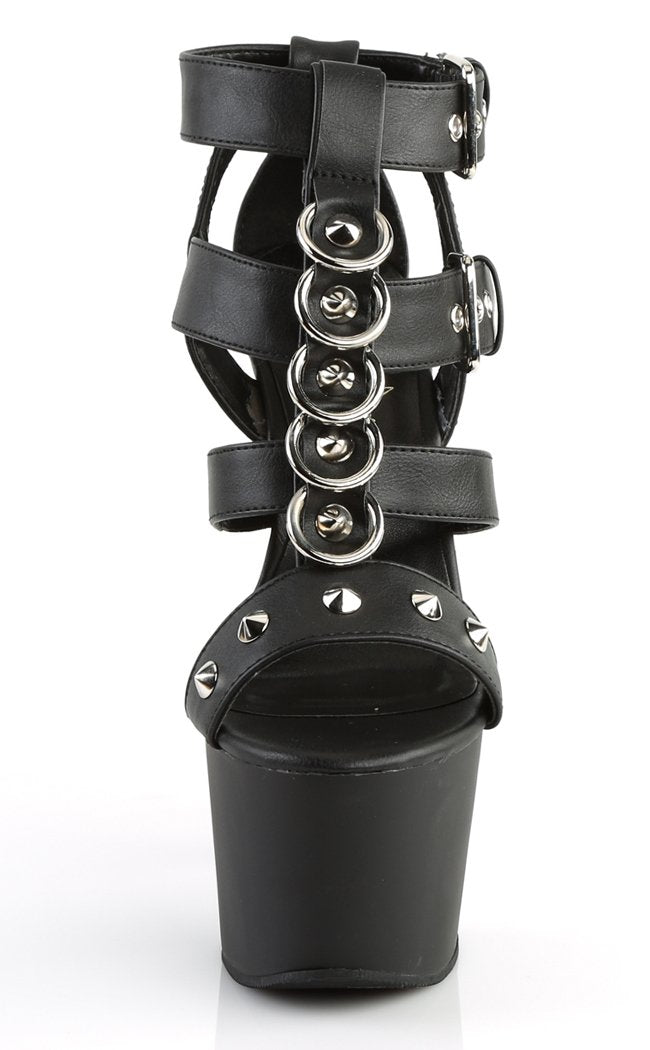 ADORE-758 Black Faux Leather Heels-Pleaser-Tragic Beautiful