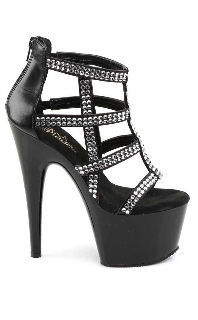 ADORE-798 Black Faux Leather Heels-Pleaser-Tragic Beautiful