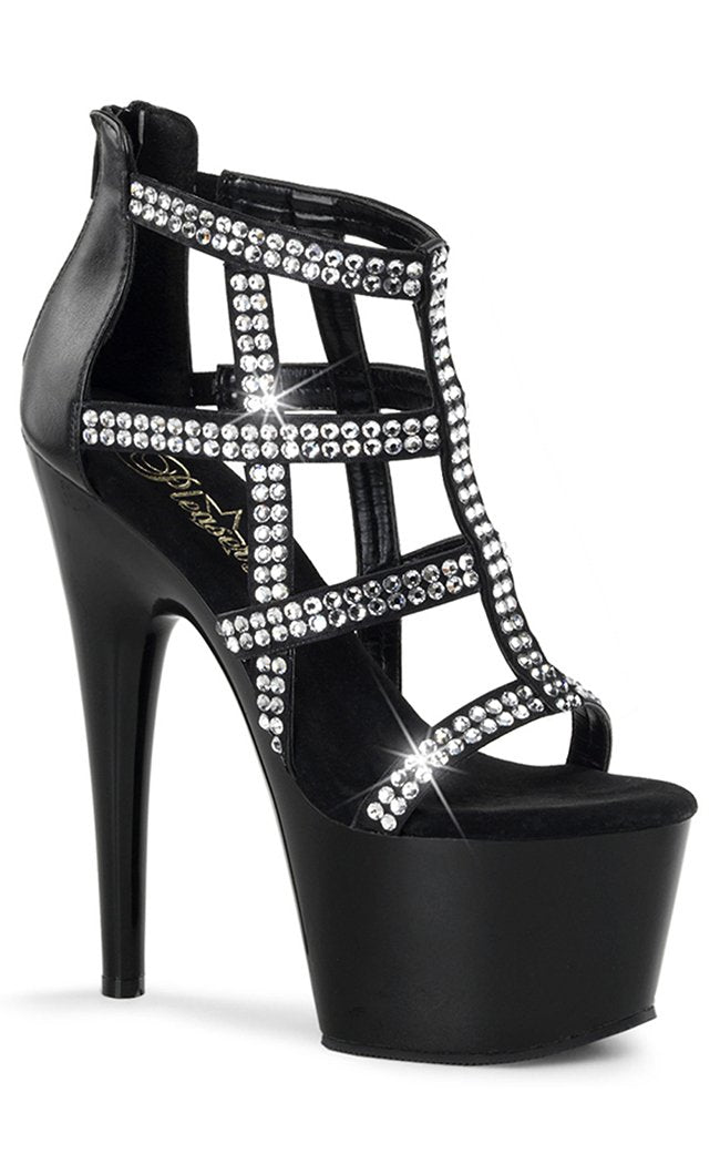 ADORE-798 Black Faux Leather Heels-Pleaser-Tragic Beautiful