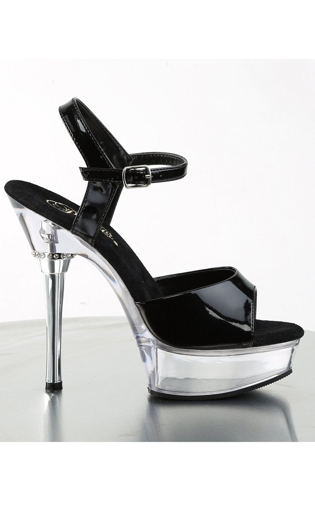 ALLURE-609 Blk Patent & Clear Heels-Pleaser-Tragic Beautiful