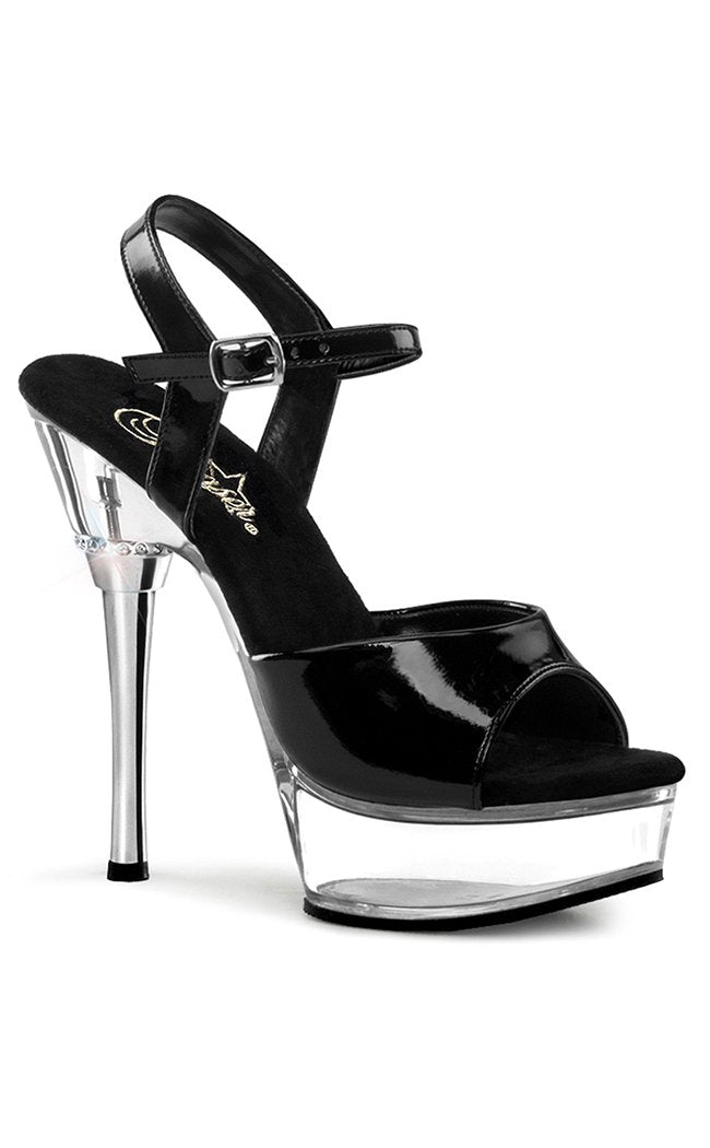 ALLURE-609 Blk Patent & Clear Heels-Pleaser-Tragic Beautiful