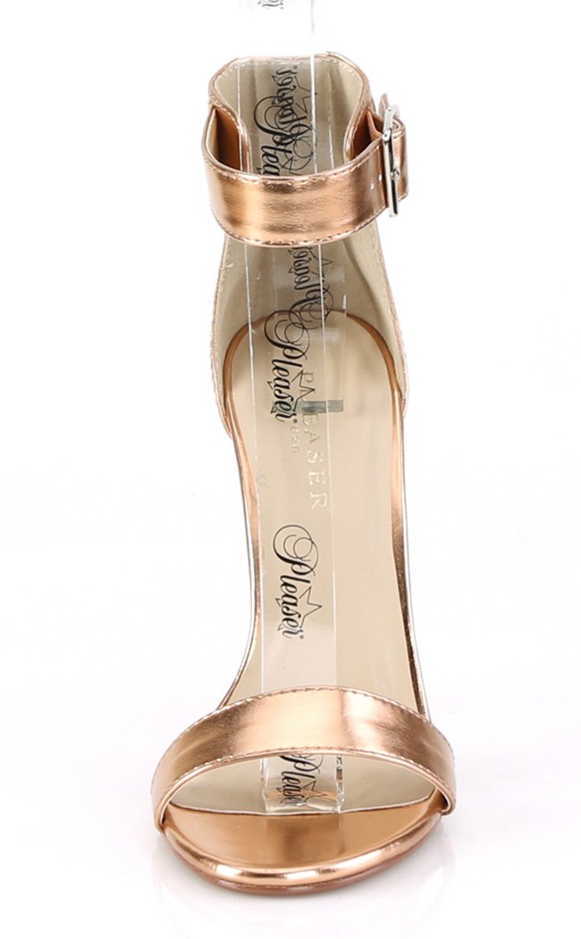 AMUSE-10 Rose Gold Metallic PU Heels-Pleaser-Tragic Beautiful