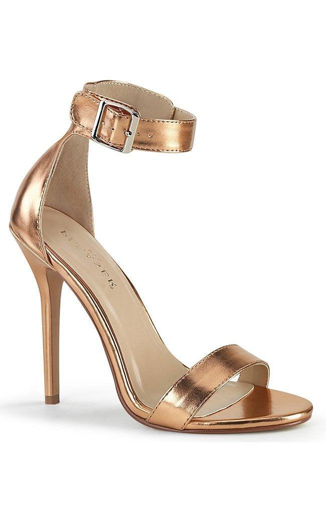 AMUSE-10 Rose Gold Metallic PU Heels-Pleaser-Tragic Beautiful