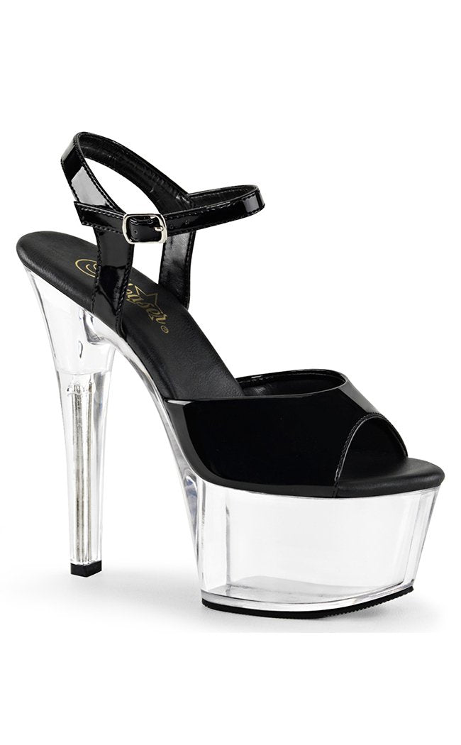 ASPIRE-609 Blk Pat/Clr Heels-Pleaser-Tragic Beautiful