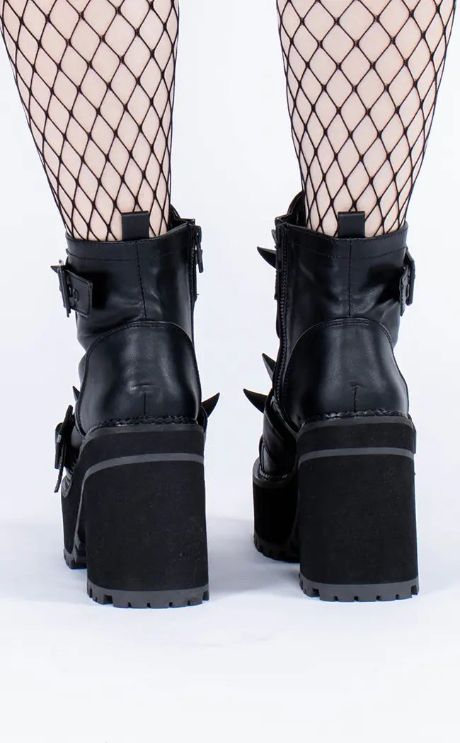 ASSAULT-72 Black Vegan Leather Ankle Boots-Demonia-Tragic Beautiful