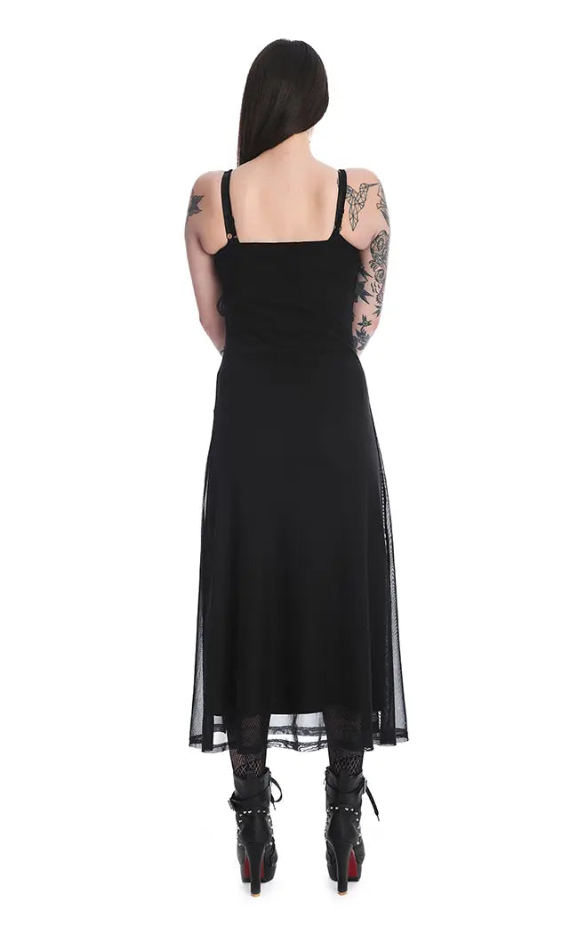 Araxiel Black Mesh Maxi Dress-Banned Apparel-Tragic Beautiful