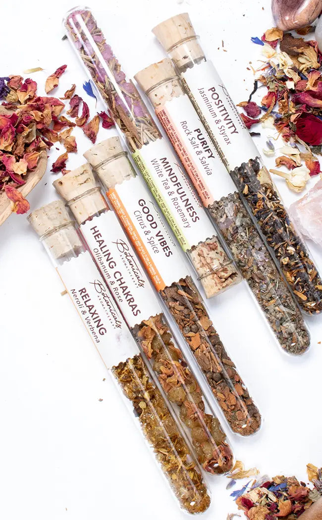 Aromatherapy Botanical Resin Glass Tube | Mindfulness-Witch Herbs-Tragic Beautiful