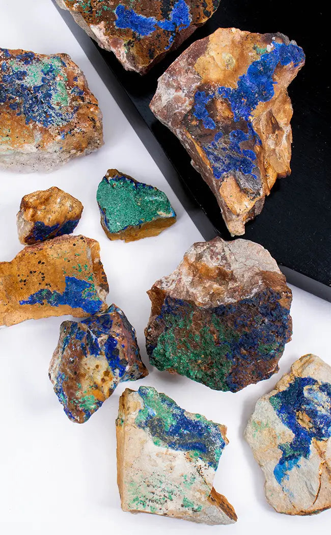 Azurite and Malachite Rough Specimens-Crystals-Tragic Beautiful