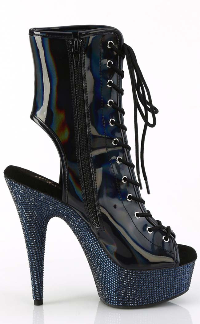 BEJEWELED-1016-6 Black Holo/Midnight Rhinestone Boots-Pleaser-Tragic Beautiful