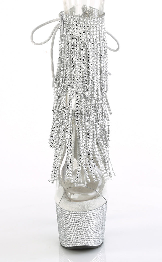 BEJEWELED-1017RSF-7 Clear/Silver Rhinestone Boots-Pleaser-Tragic Beautiful