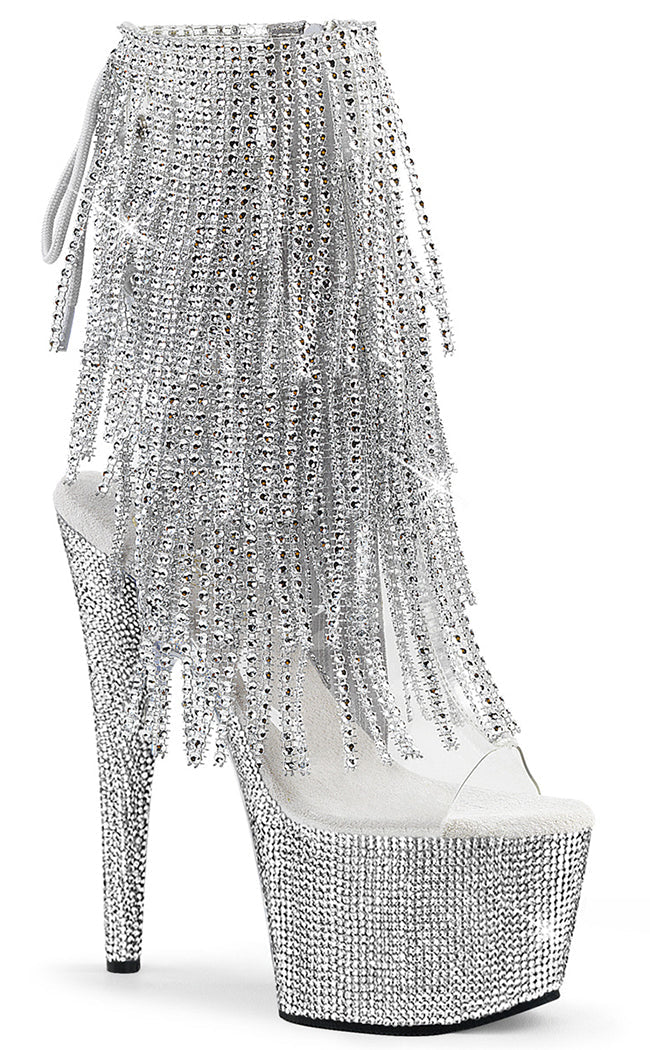 BEJEWELED-1017RSF-7 Clear/Silver Rhinestone Boots-Pleaser-Tragic Beautiful