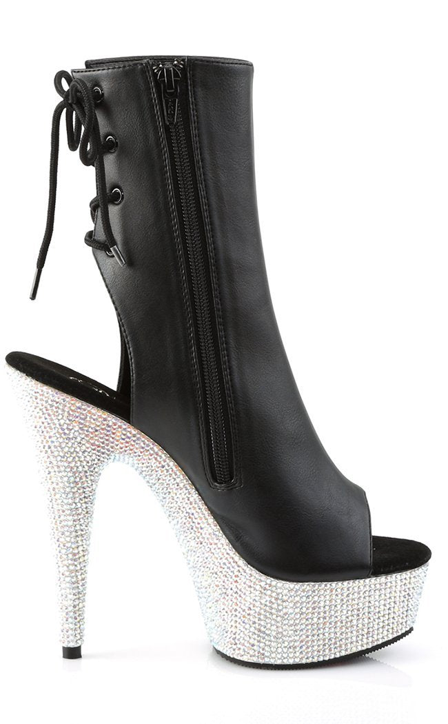 BEJEWELED-1018DM-6 Black Faux Leather Ankle Boots-Pleaser-Tragic Beautiful