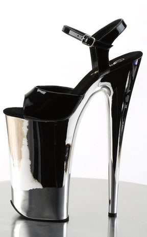 BEYOND-009 Black Silver Chrome 10 inch Heels-Pleaser-Tragic Beautiful
