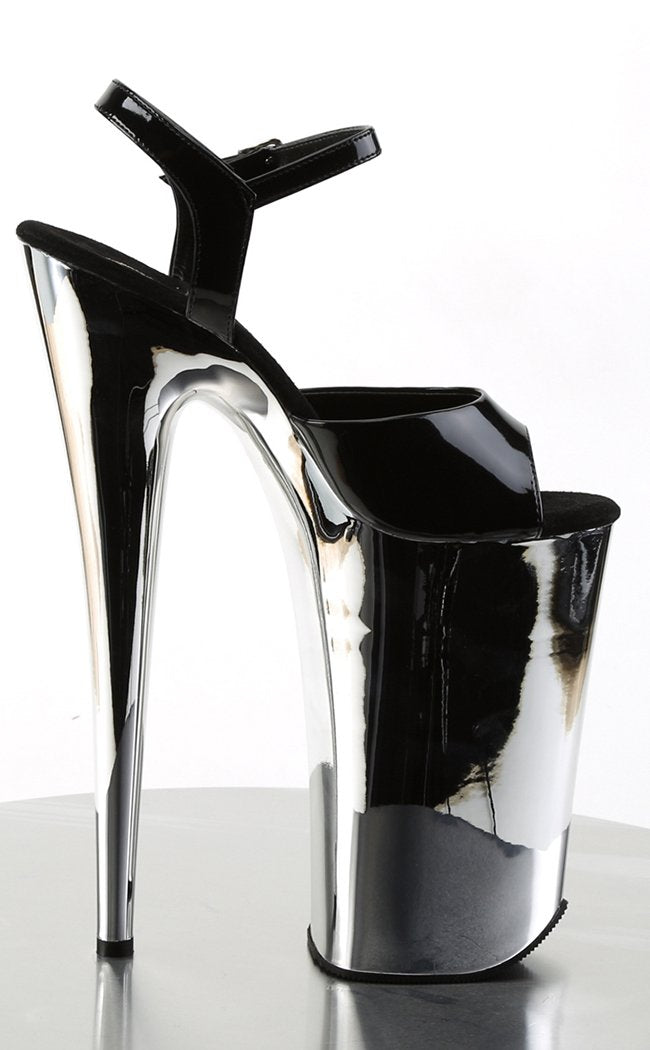 BEYOND-009 Black Silver Chrome 10 inch Heels-Pleaser-Tragic Beautiful