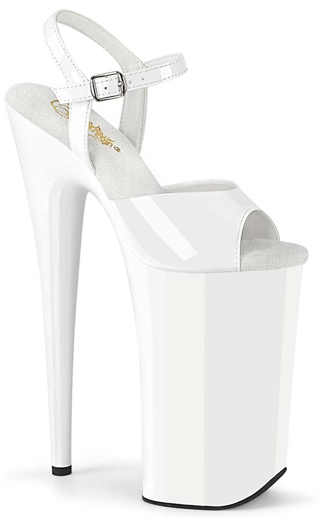 BEYOND-009 White Patent EXXXTRA High 10" Heels-Pleaser-Tragic Beautiful