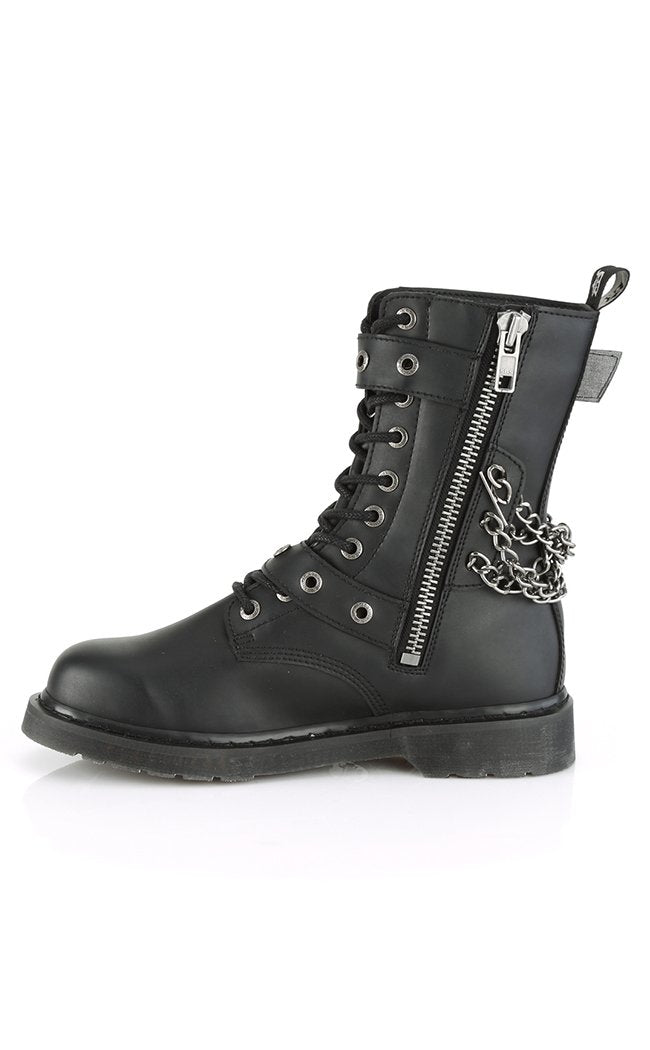 BOLT-250 Black Lace Up Chain Boots-Demonia-Tragic Beautiful