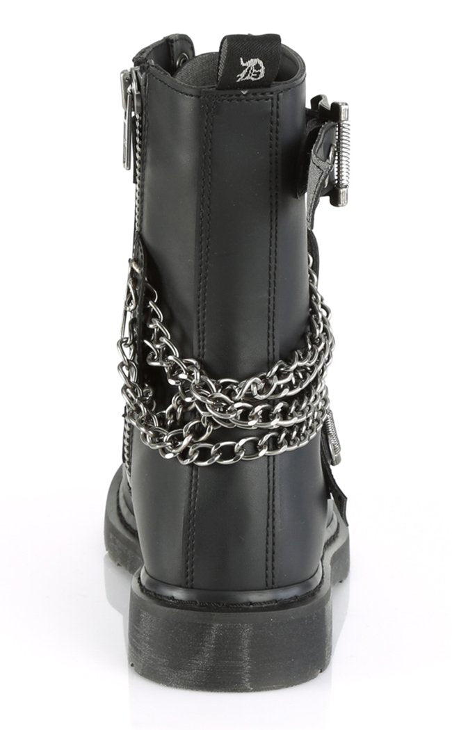 BOLT-250 Black Lace Up Chain Boots-Demonia-Tragic Beautiful