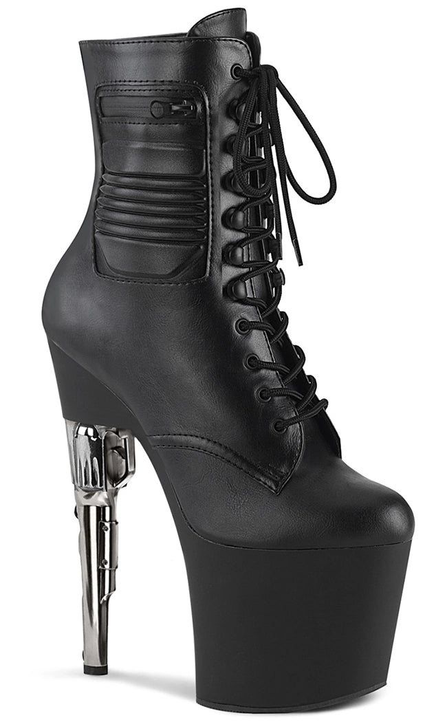 BONDGIRL-1020PK Black Vegan Leather Ankle Boots