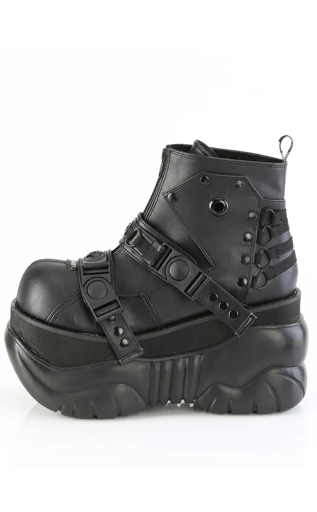 BOXER-60 Black Vegan Leather Ankle Boots