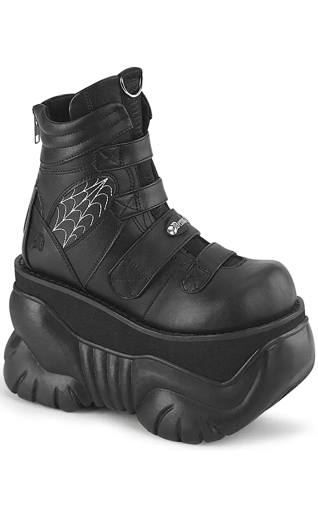 BOXER-70 Black Vegan Leather Ankle Boots-Demonia-Tragic Beautiful