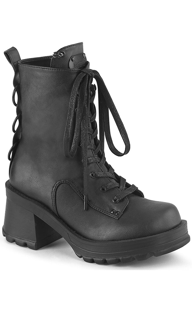 BRATTY-50 Black Combat Ankle Boots-Demonia-Tragic Beautiful