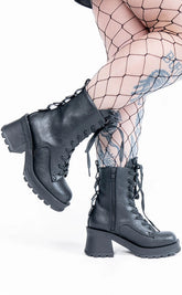 BRATTY-50 Black Combat Ankle Boots (In Stock)