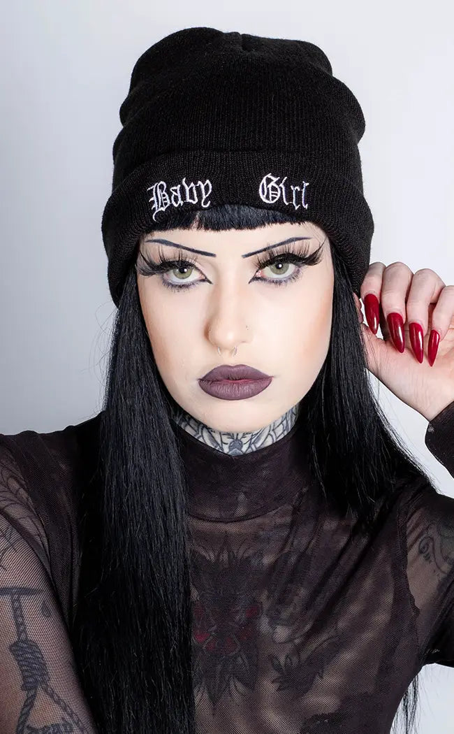 Babygirl Black Beanie-Cold Black Heart-Tragic Beautiful