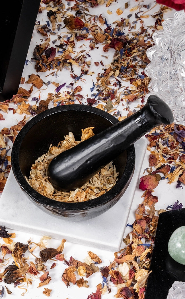 Black Cast Iron Mortar and Pestle-Witchcraft Supplies-Tragic Beautiful
