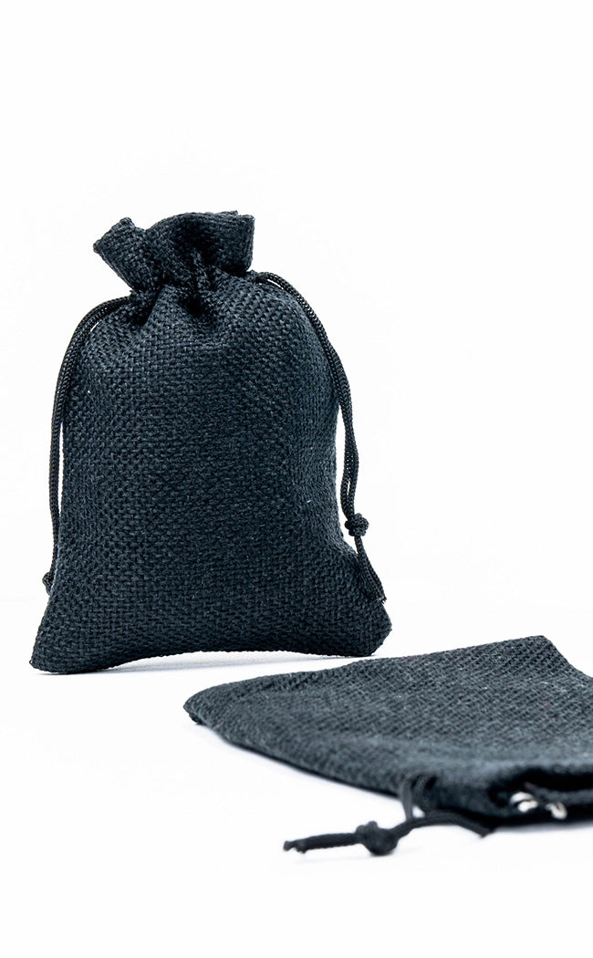Black Empty Mojo / Spell Bag | Burlap Drawstring Bag-Mojo Bags-Tragic Beautiful