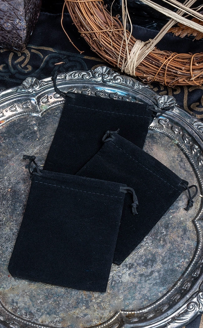 Black Empty Mojo / Spell Bag | Velvet Drawstring Bag-Mojo Bags-Tragic Beautiful