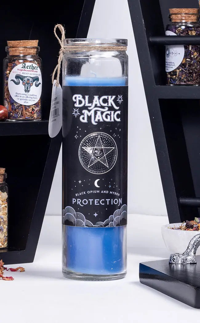 Black Magic Glass Candle | Protection | Black Opium & Myrrh-Candle Magic-Tragic Beautiful