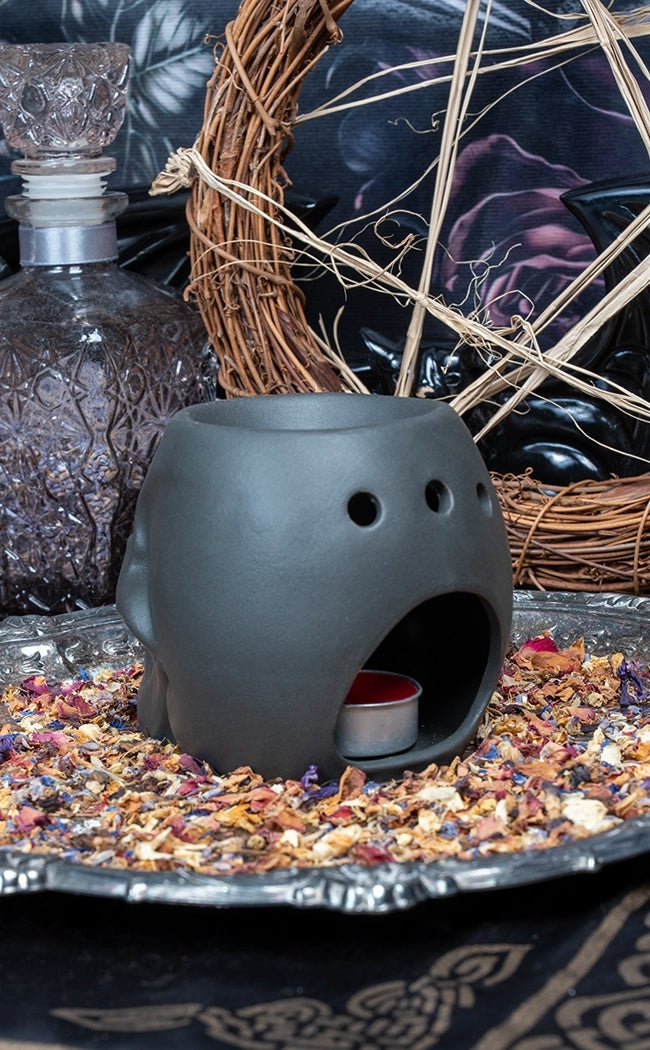 Black Skull Ceramic Oil Burner