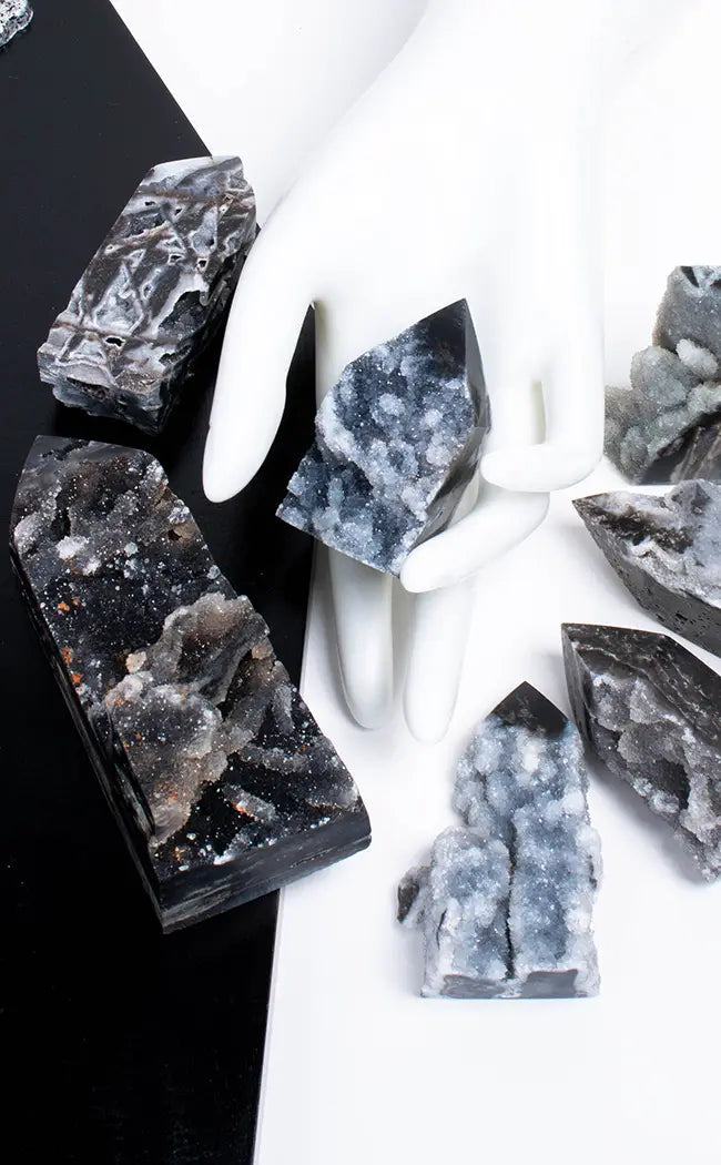 Black Sphalerite Tower Points | Druzy Sparkle-Crystals-Tragic Beautiful