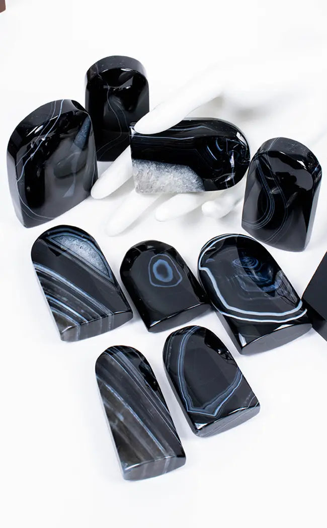Black Striped Agate Tombstones-Crystals-Tragic Beautiful