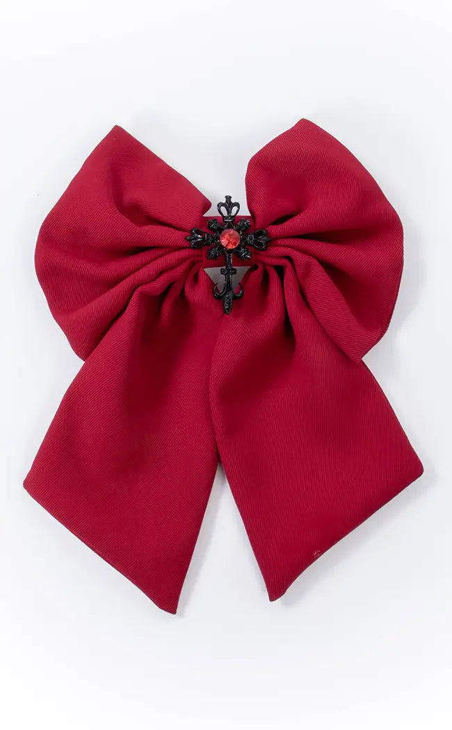 Blood Born Bow Hair Clip-Cold Black Heart-Tragic Beautiful