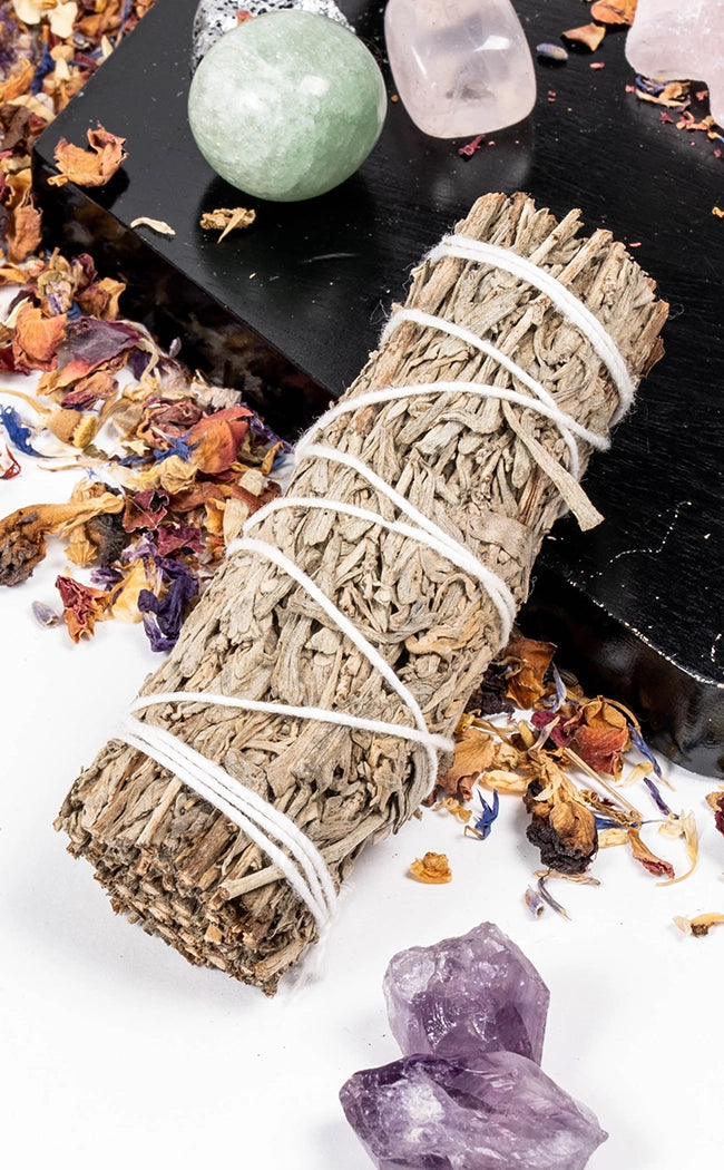 Blue Sage Smoke Cleansing Stick | 10cm-Cleansing Wands & Smudge Sticks-Tragic Beautiful