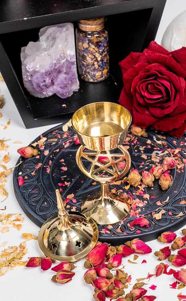 Brass Star Charcoal Incense Burner-Witchcraft Supplies-Tragic Beautiful