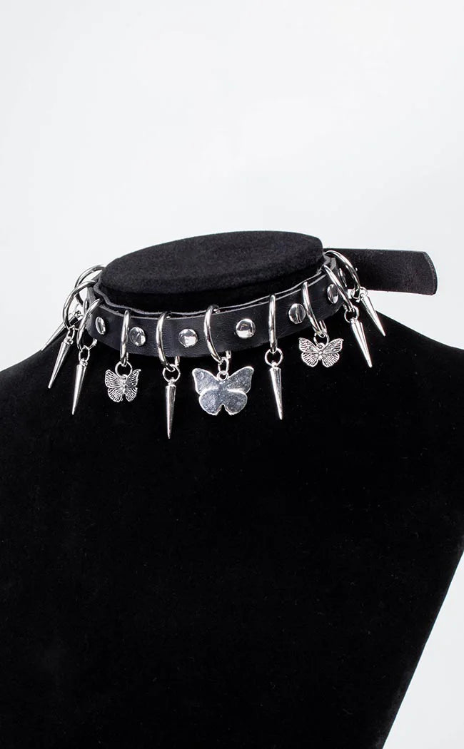 Butterfly Spike Choker-Cold Black Heart-Tragic Beautiful