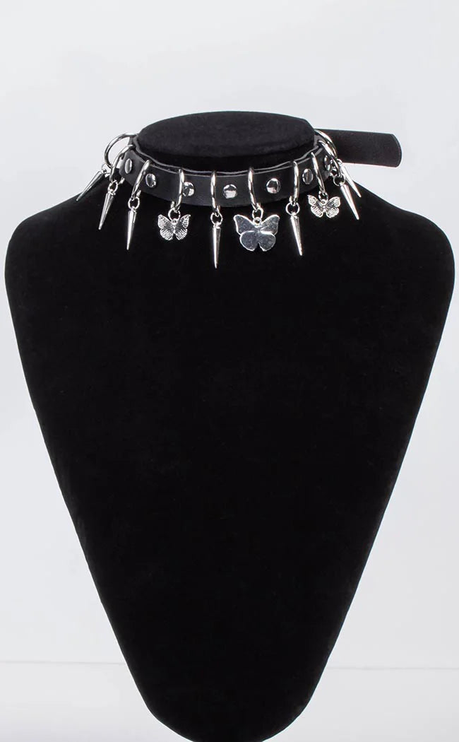 Butterfly Spike Choker-Cold Black Heart-Tragic Beautiful