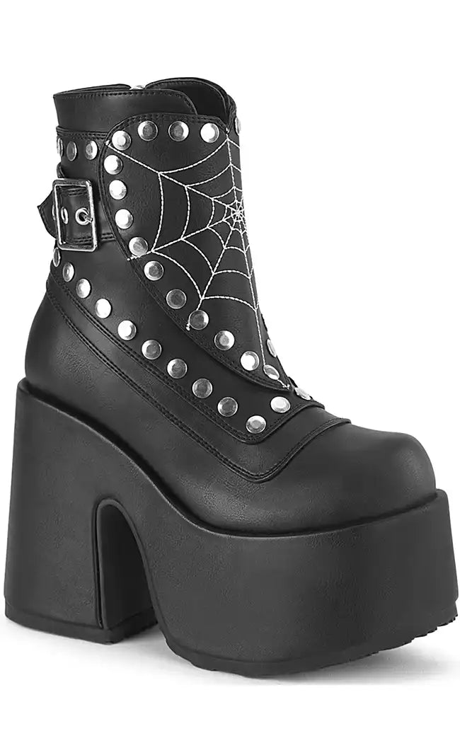 CAMEL-70 Black Vegan Ankle Boots-Demonia-Tragic Beautiful